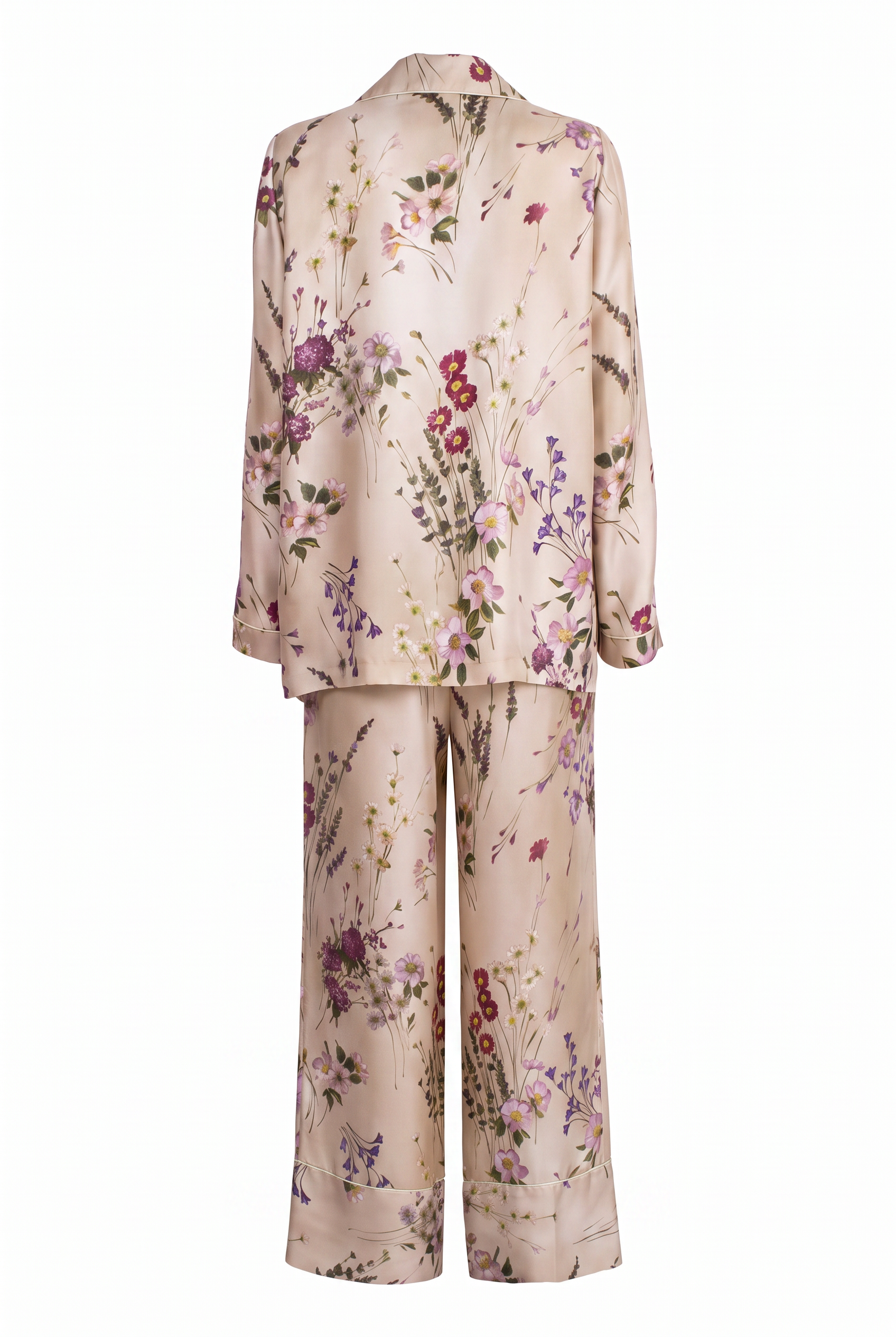 Completo twill di seta a fiori
