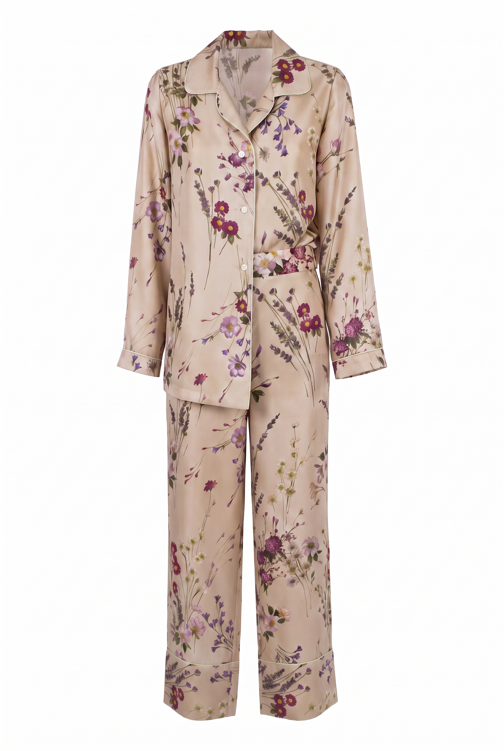 Completo twill di seta a fiori