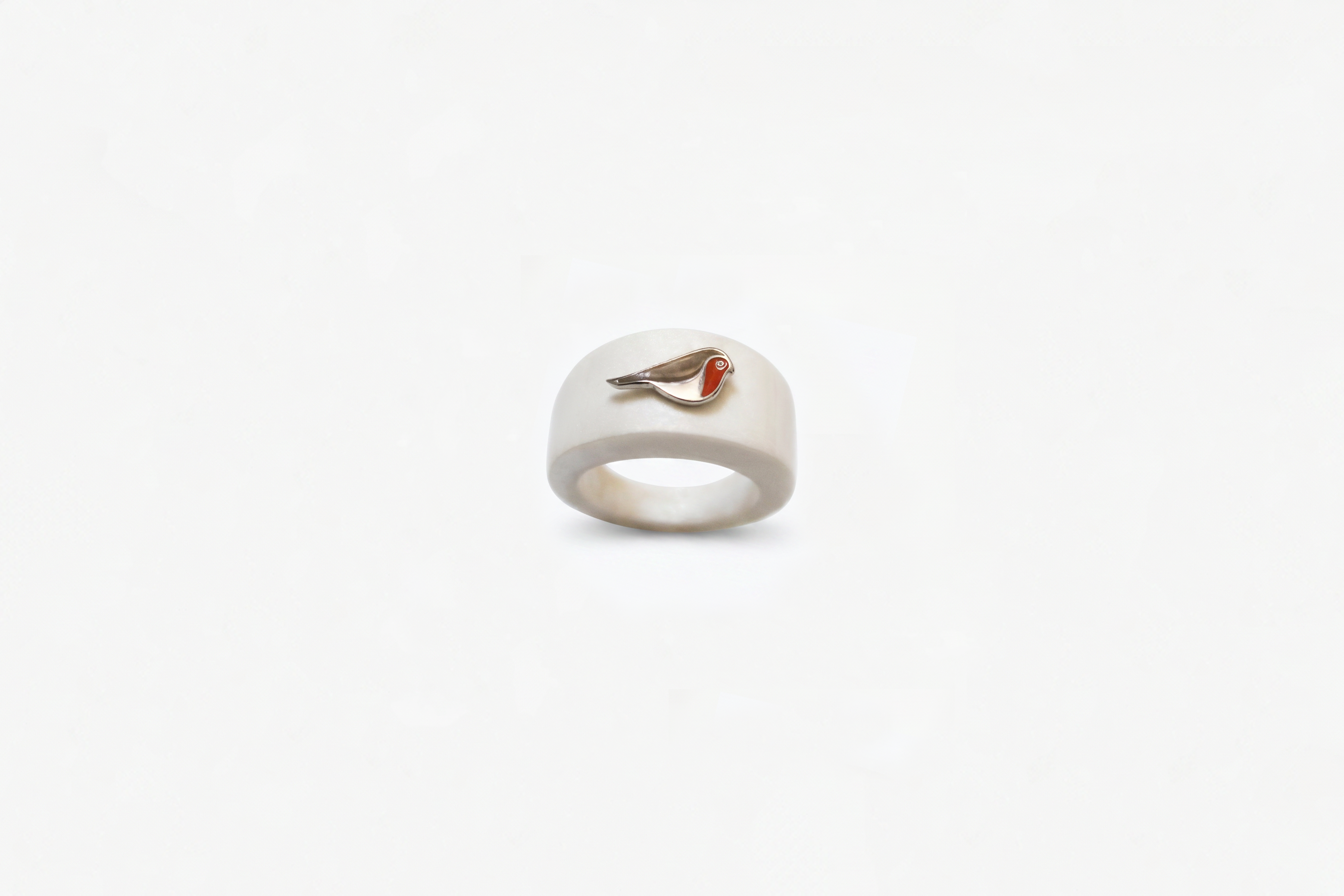 Anello uccellino bianco