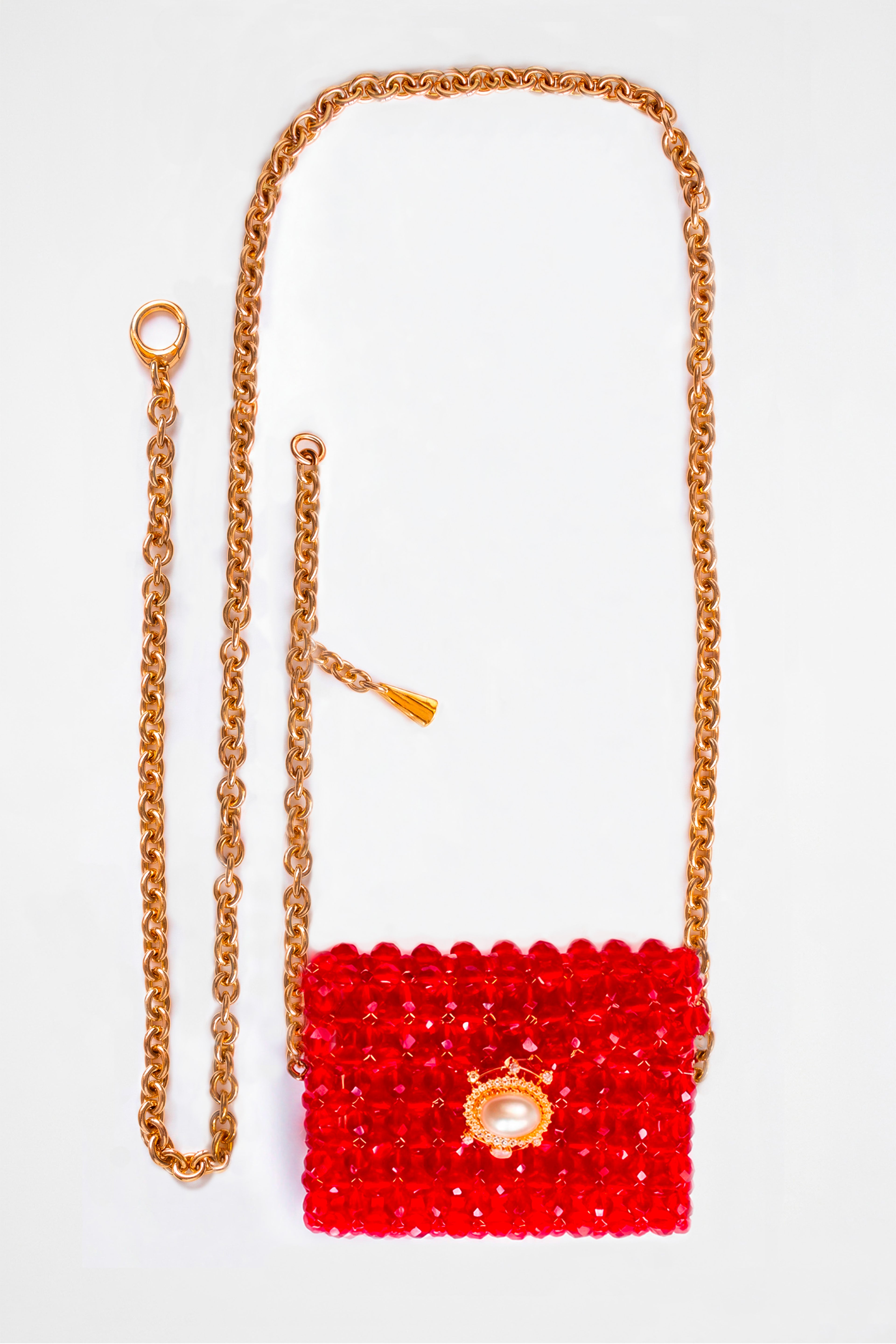 Mini borsa cristalli rossa