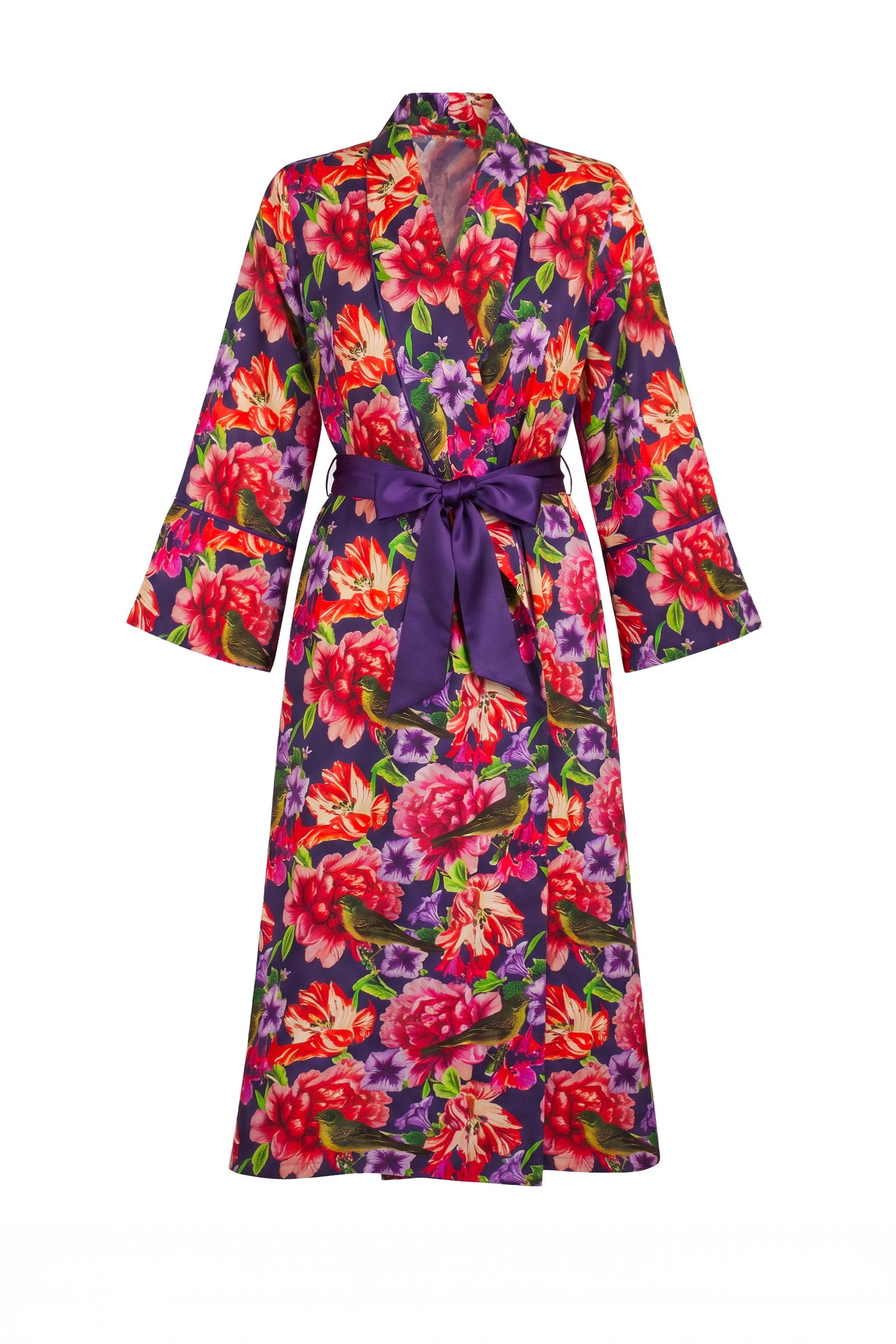 Kimono floreale viola