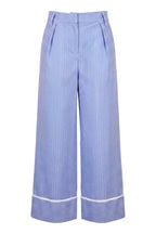 Pantalone celeste spigato