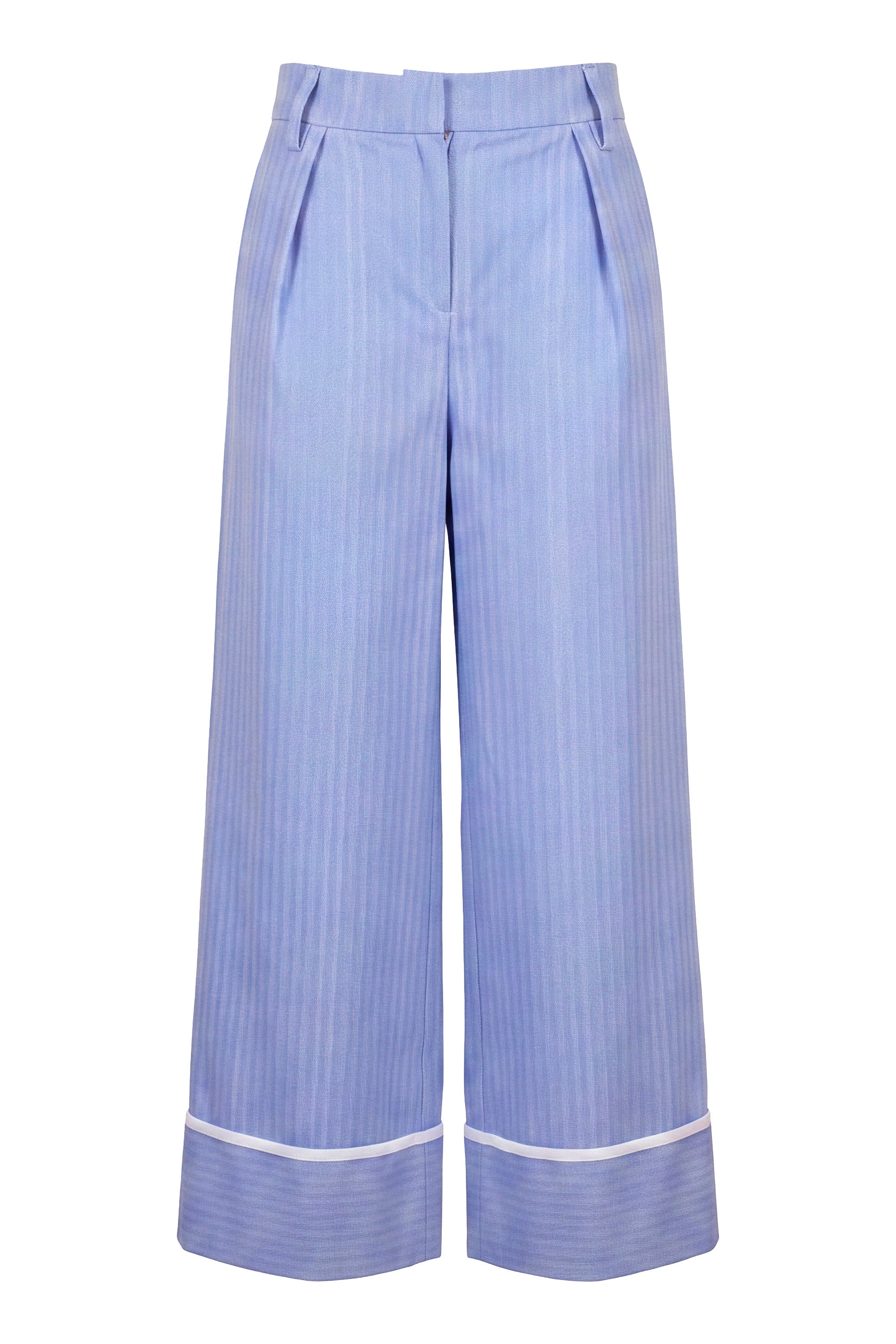Pantalone celeste spigato